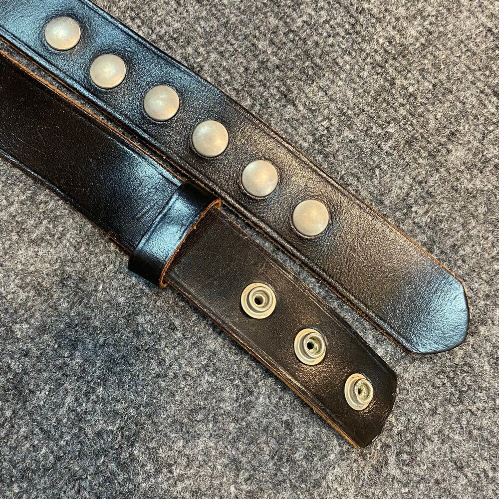 Jay-Pee Black Genuine Bridle Leather 6 Snap Belt Silver Hardware Medium